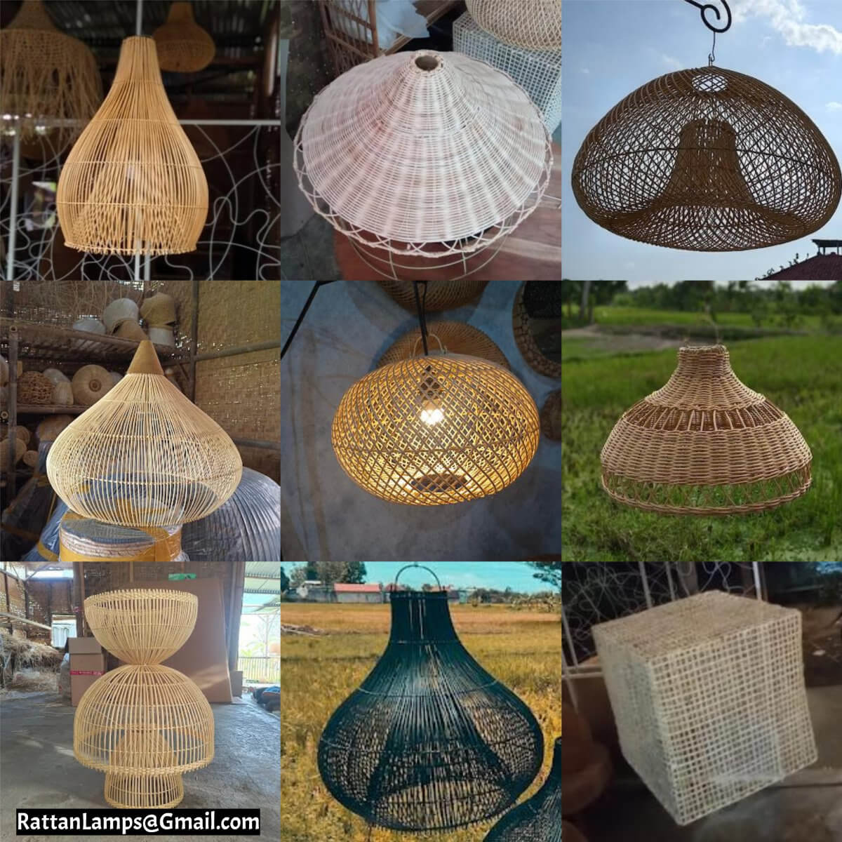 Rattan lamps made in Indonesia direct from factory